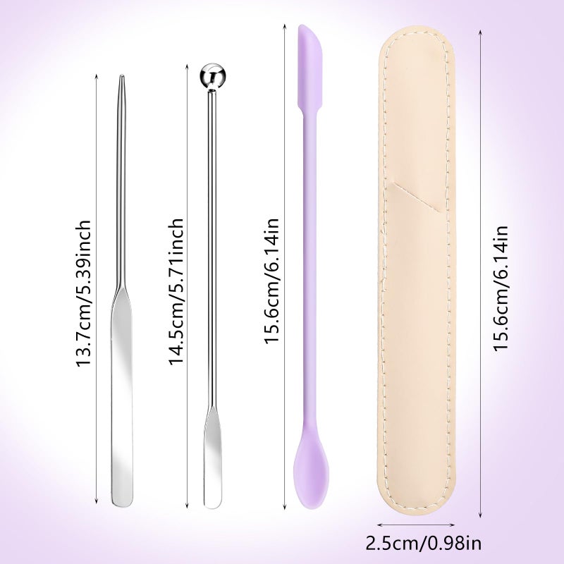 Larrel 3 Pcs Makeup Spatula,Foundation Cosmetic Spatula,Stainless Steel Facial Beauty Spatulas Tiny Face Professional Makeup Palette Mixer Face Cream Applicator Mixing Tool for Even Application Double Edged - Image 3